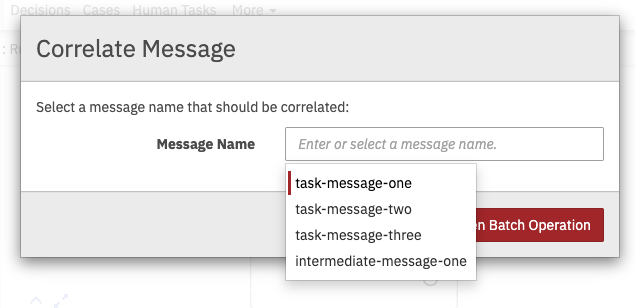 Modal dialog to correlate a message